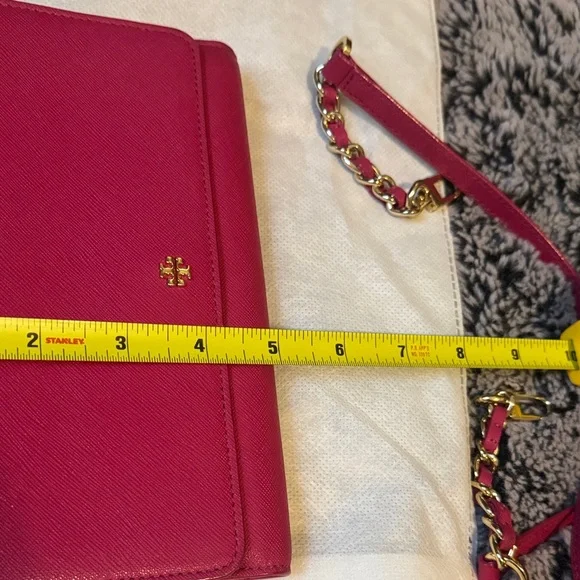 Tory Burch Pink (Fuchsia) Top-Handle Satchel/Crossbody bag with Gold Logo - Picture 8 of 12